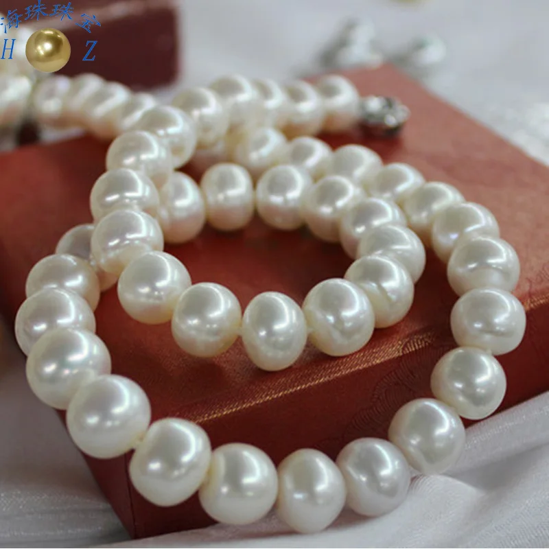 

Fine Jewelry Natural color 10-11mm large light natural freshwater pearl necklace classic 925 Silver clasp