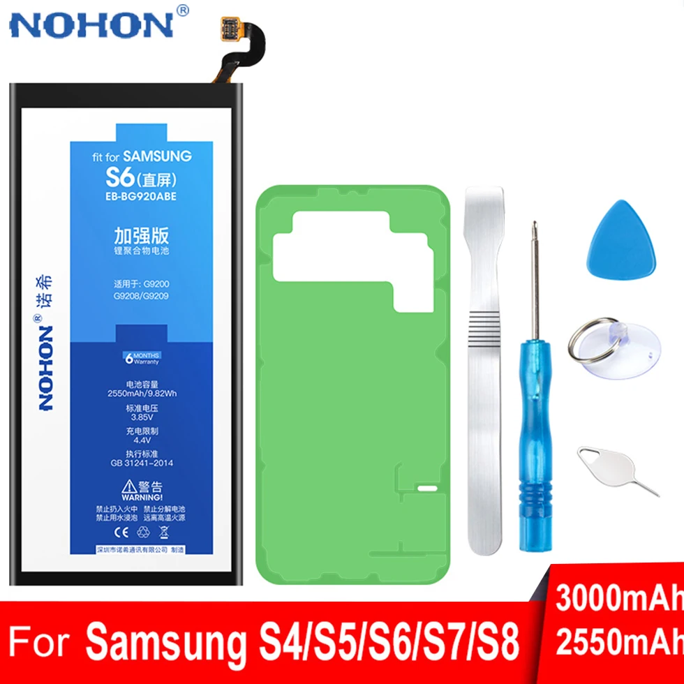 NOHON Оригинальная батарея для мобильного телефона Samsung Galaxy S4 S5 S6 S7 S8 I9500 SM G900F G920F G930F