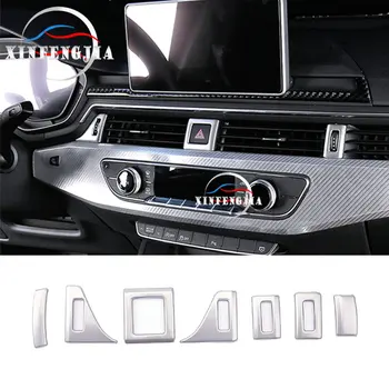

For Audi A5 A4 B9 17-18 7pcs Stainless Center Air Conditioner Switch Adjust Cover Trim