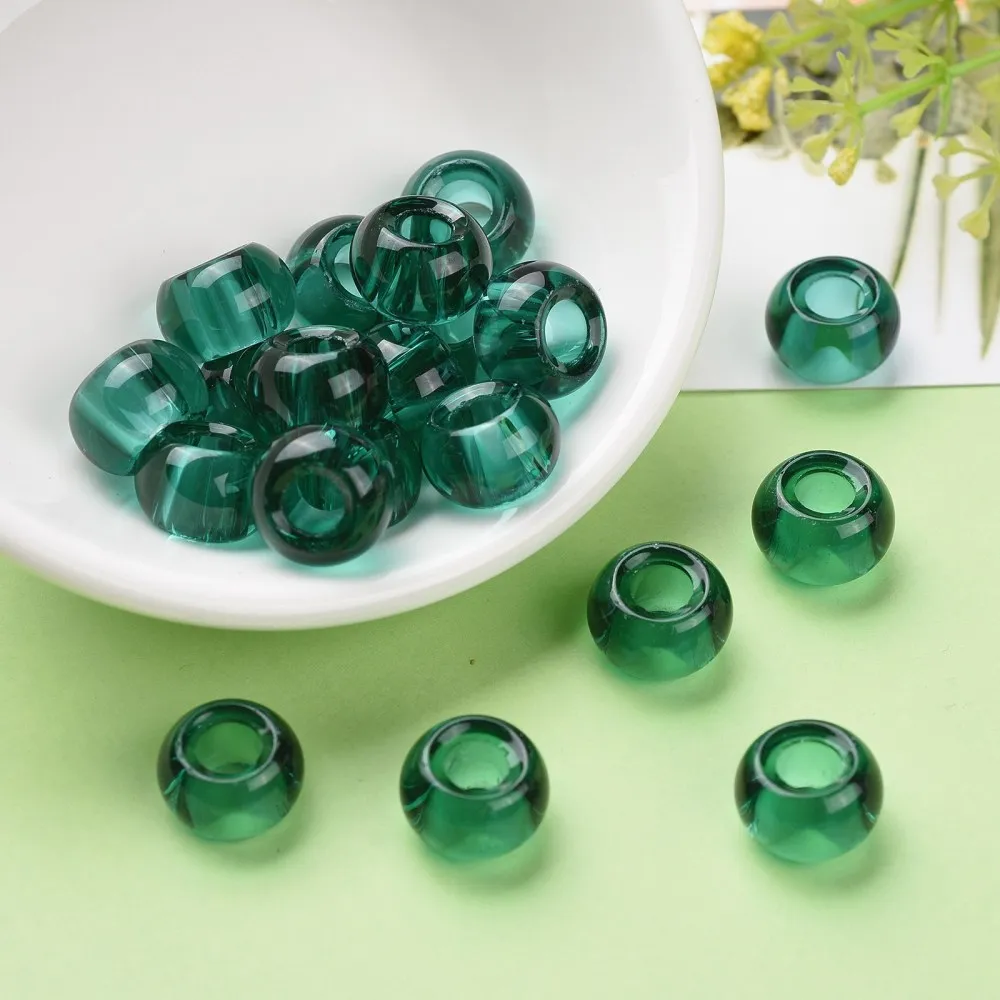100pcs Glass Beads European Bead Rondelle Large Hole Beads Mixed Color for Jewelry Making DIY Bracelet Necklace 15x10mm