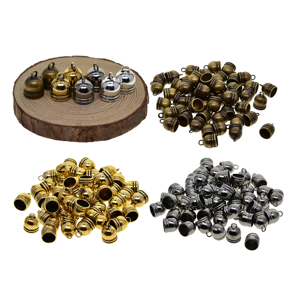 50pc Bell End Cap Bead Stopper Fit 10mm Leather Taseel Cord DIY Jewelry Findings