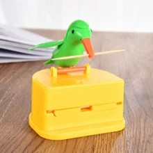 Pequeno pássaro automático palito de dente suporte recipiente palito de dente titular caixa de armazenamento plástico recipiente de armazenamento decoração