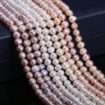 

Natural Freshwater Cultured Pearls Beads Round 100% Natural Pearls for Jewelry Making DIY Necklace Bracelet 13 Inches Size 6-7mm