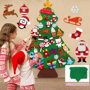 

DIY Felt Christmas Tree Decor Santa Claus Kids Toys Christmas Decor for Home 2020 Xmas Hanging Ornaments New Year 2021 Gifts