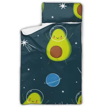 

Avocado In Space Cartoon Nap Mat with Pillow for Toddler Boys and Girls for Daycare and Preschool Sleepovers and Travels