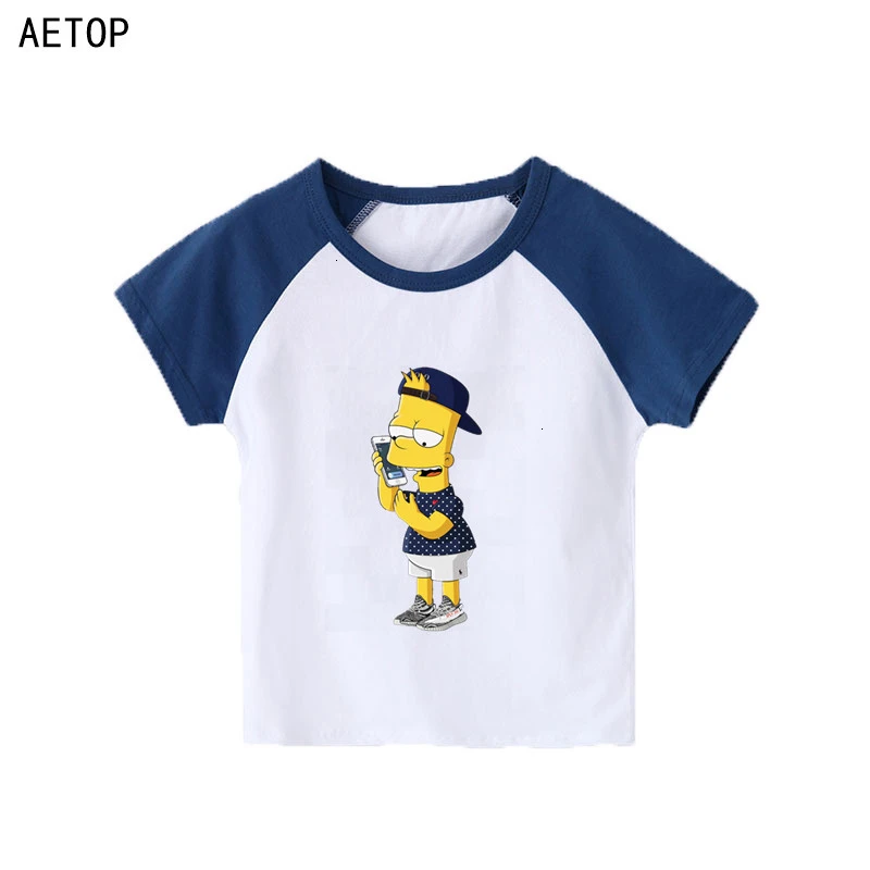 Цветная футболка с короткими рукавами для мальчиков и девочек, Симпсоны детские топы с круглым вырезом, Детская футболка с рисунком одежда для малышей от 2 до 12 лет - Цвет: as picture