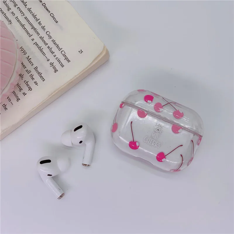 Cherry Чехол с клубникой, лимоном, вишней, персиком для Airpods Pro, bluetooth-гарнитура, чехол для зарядки, прозрачный жесткий защитный чехол - Цвет: Cherry