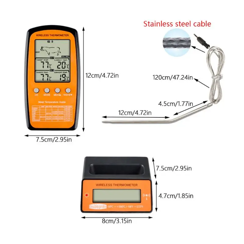 Digital Bbq Dual Probe Thermometer Wireless Kitchen Oven Food Cooking Grill  Smoker Meat Thermometer Meter Gauge Tool - Thermometer Hygrometer -  AliExpress