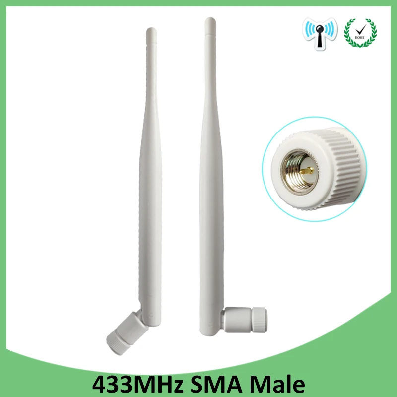 2шт 433 МГц антенна 5dbi GSM 433 МГц SMA мужской разъем antena 433 м резиновая Беспроводная Антенна ретранслятор для водяного счетчика антенны