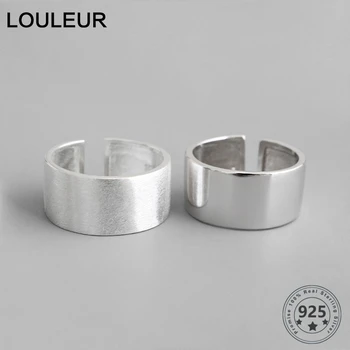 

LouLeur Genuine Sterling 925 Silver Wide Rings Minimalist Smooth Open Rings for Women Fashion Silver Jewelry Birthday Gifts