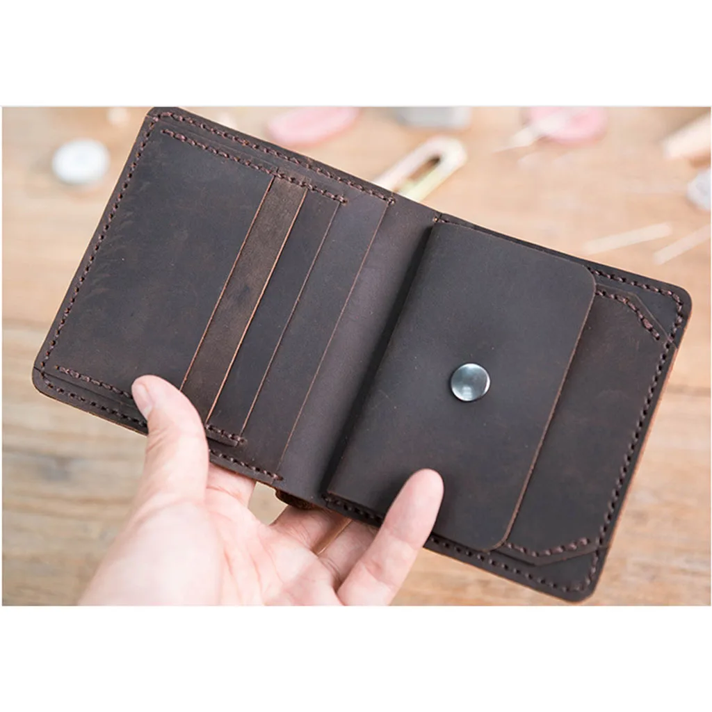 Vintage DIY Leather Short Wallet Purse Card Holder Kit Leather Blanks Set for DIY Purse Making