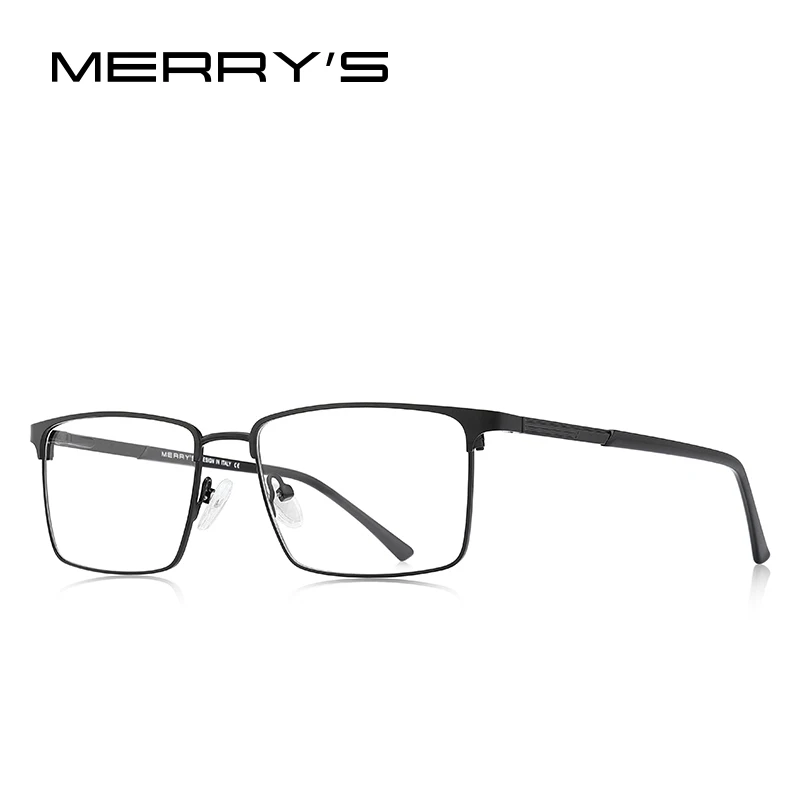 MERRYS дизайн мужские модные очки из сплава оправа Мужские квадратные ультралегкие корректирующие очки при близорукости S2163 - Цвет оправы: C01 Black