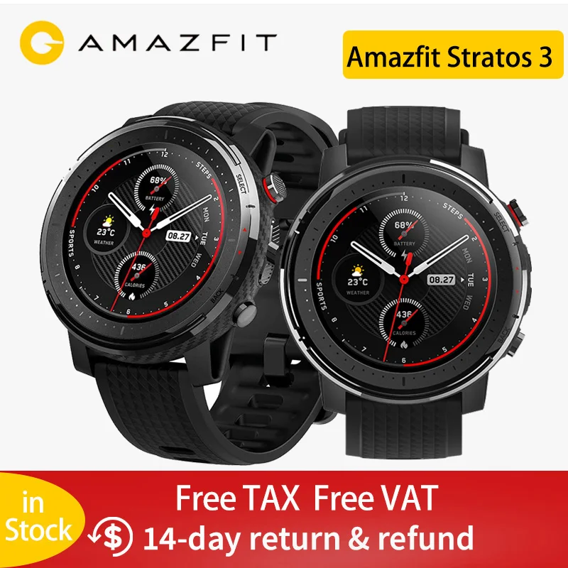 Умные часы Amazfit Stratos 3 в наличии глобальная версия GPS 5ATM Bluetooth музыка двойной режим
