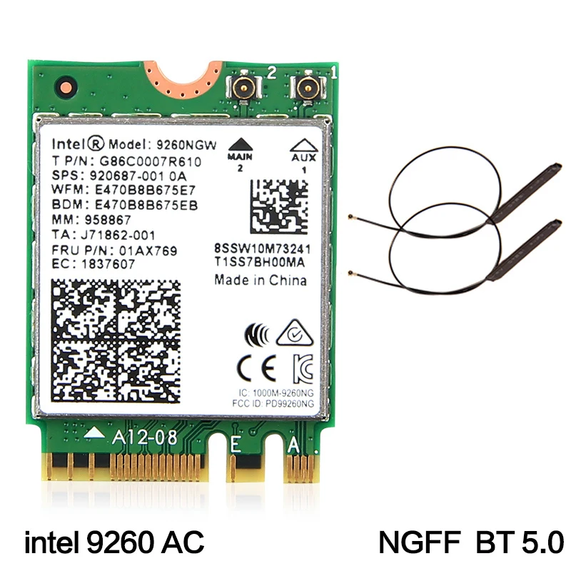 Двухдиапазонная Беспроводная AC 9260 для Intel 9260NGW NGFF 802.11Ac MU MIMO 1730 Мбит/с 1 73 Гбит/с WiFi +