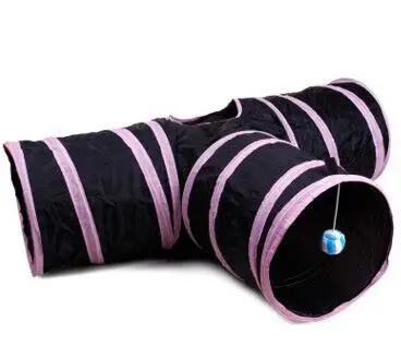 Color 2 3-Way Tunnels Extensible Collapsible Cat Play Tent Interactive Toy Maze Cat House Bed with Balls and Bells for Cat Puppy Kitten - Цвет: Color 2