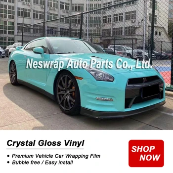 

premium super Glossy Vinyl wrapping film Mint Car Wrapping Film Car Wrap Film with air bubble Free initial Low tack glue