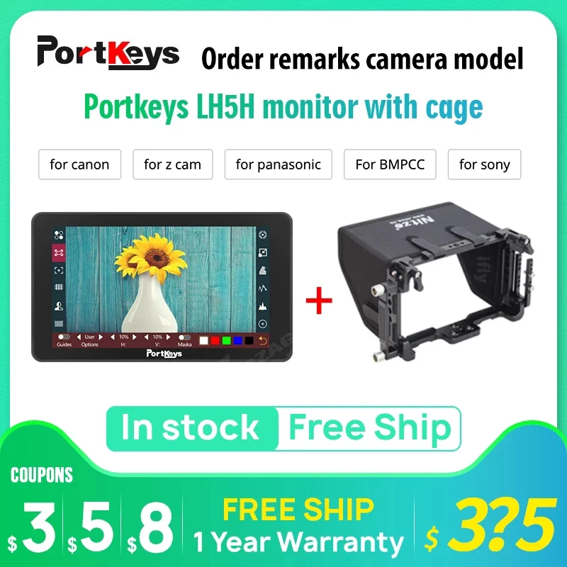 Пульт управления камерой Portkeys LH5H HDR 1700nit 4K UI сенсорный экран Дистанционное