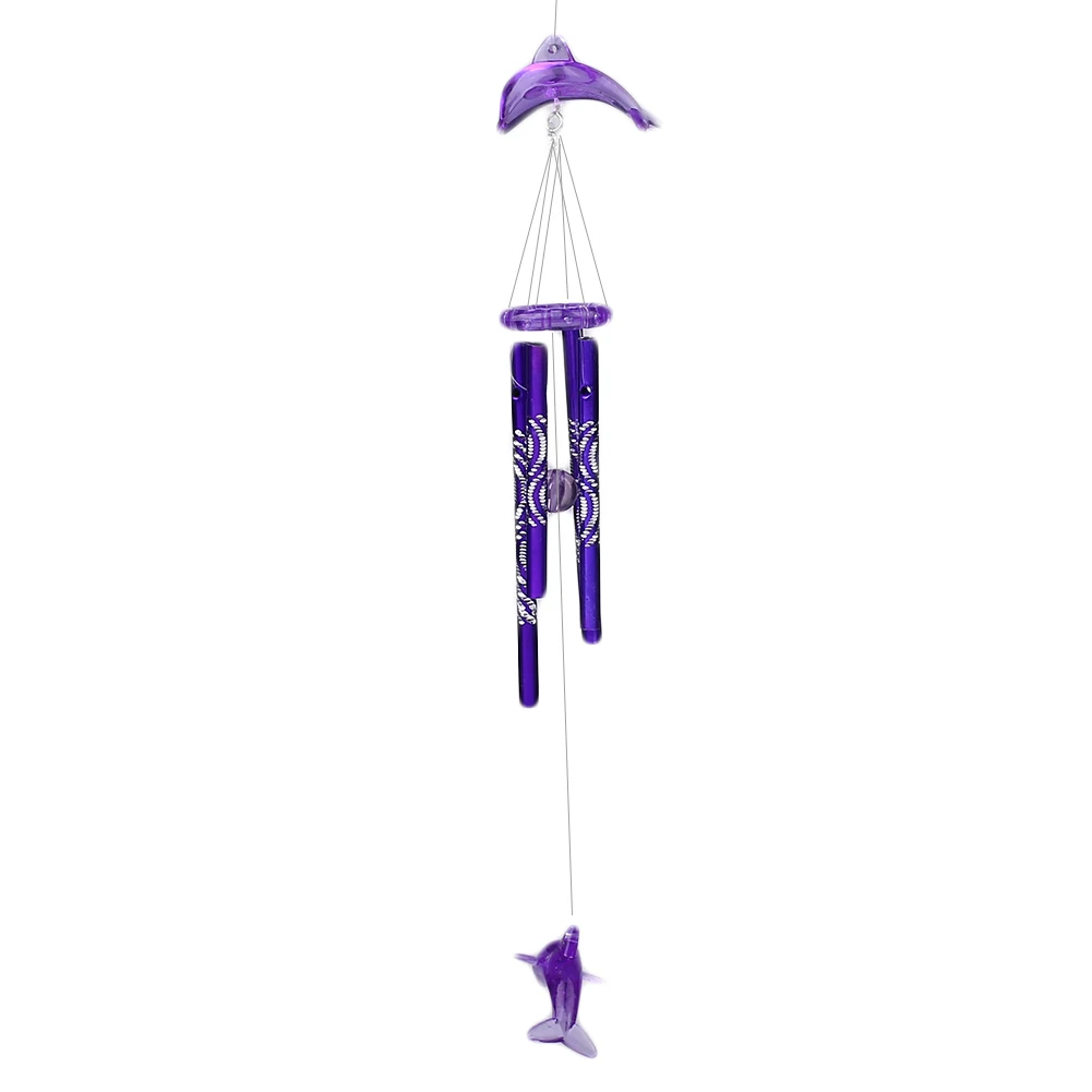 1 шт. антикварные колокольчики ветряные колокольчики металлические трубки подвесной Декор Дельфин ветряные колокольчики подвесные украшения креативные - Цвет: Purple