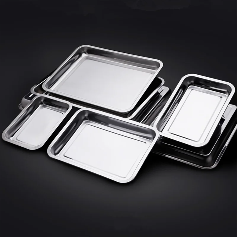 

1PC Stainless Steel Kitchen Storage Tray Food Fruit Steamed Sausage Plate Pans Restaurant Hotel Household Baking Pastry Dish