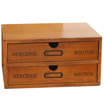 

Small Wooden Desktop Storage Box Storage Box with Drawers 2 Drawers