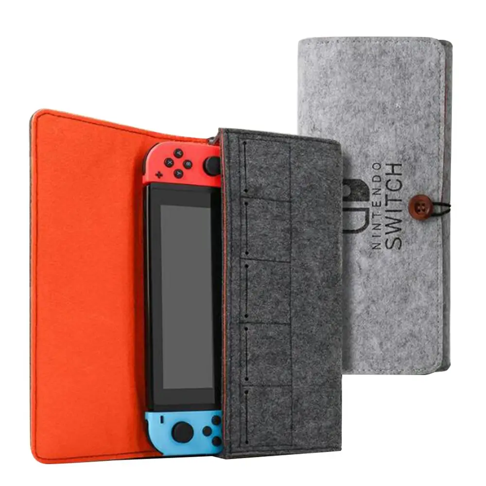 

Soft Felt Storage Bag Portable Carrying Case Pouch with Split/One-piece Pocket for NS Switch Game Console Gaming Accessories