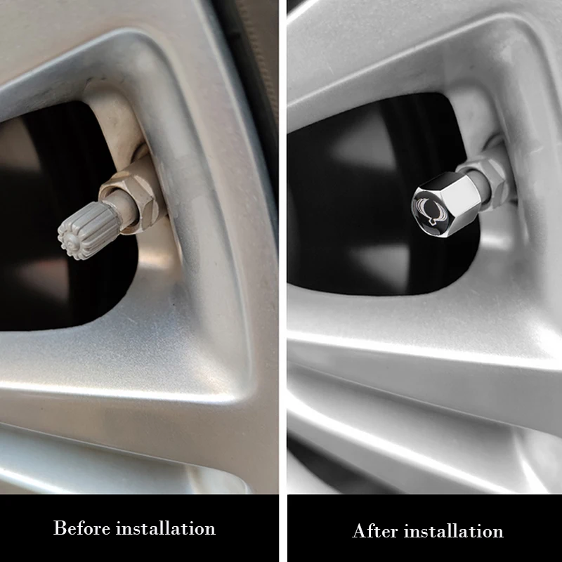 1set Leather Metal Car Wheel Tire Valve Cap Air Stems Caps Cover for Mazda Cx5 Cx3 Cx30 3 626 2010 2020 Rx8 2021 Car Accessories