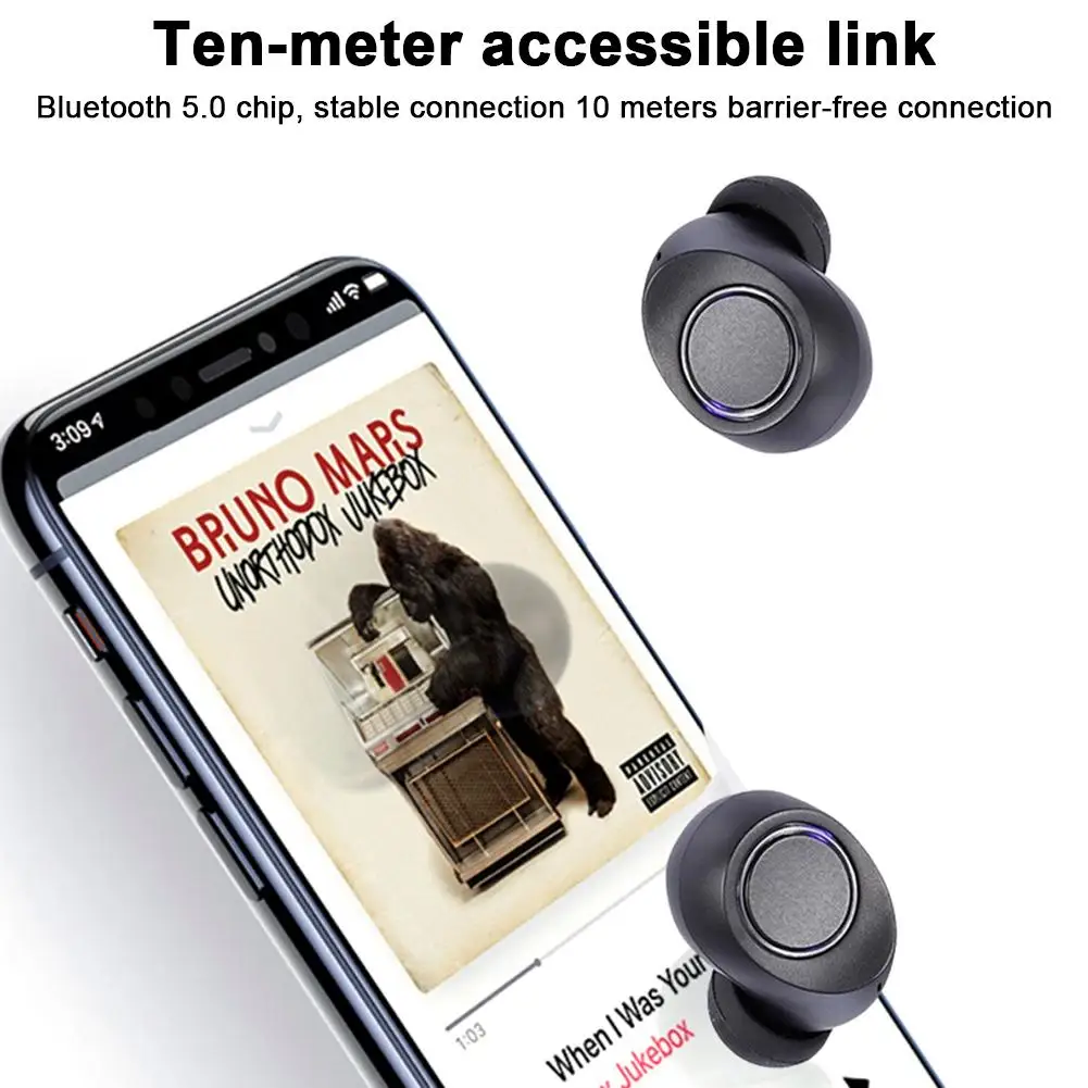 DT11 Bluetooth 5,0 наушники для iPhone, беспроводные наушники для телефона IPX7, водонепроницаемые наушники с зарядным устройством 3000 мАч/Микрофоном