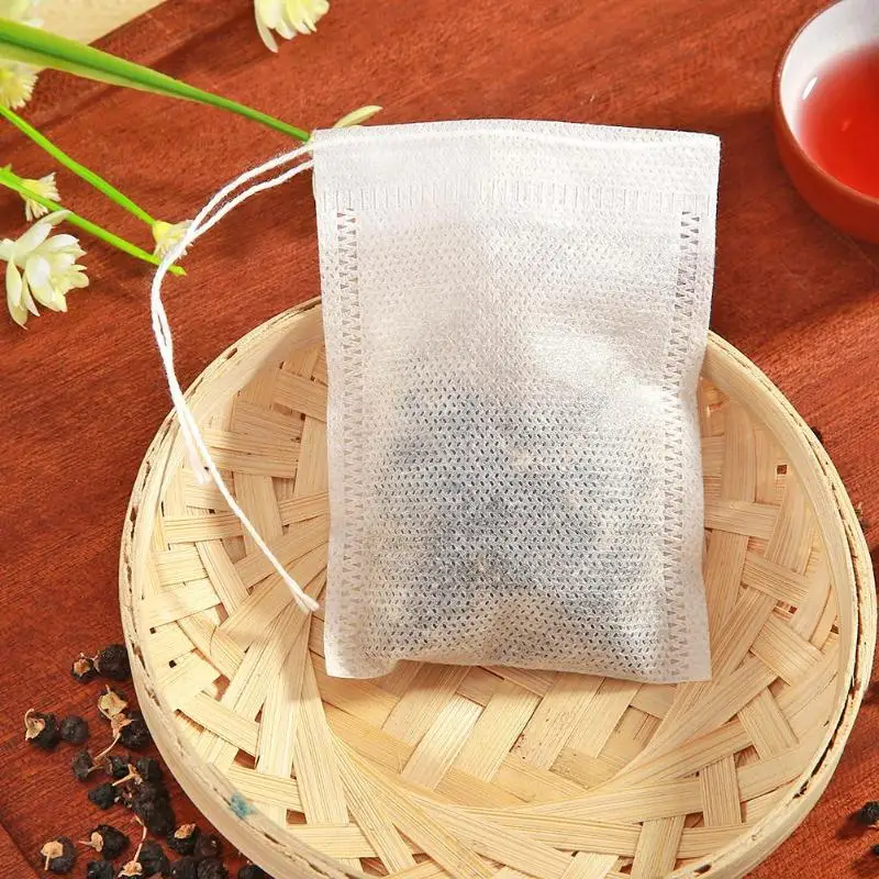 100pcs пустая Ароматические шнурок Чай в рулоне печать фильтрующим мешком травы Специи питания