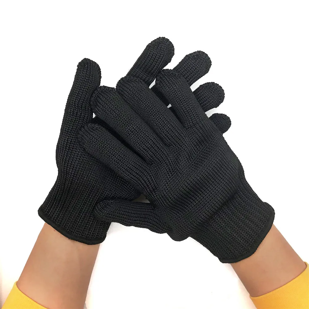 Anti Cut Gloves Protective Gloves Safety Gloves Black Metal Anti-Cut Gloves Level 5 Stainless Steel Wire for Kitchen Butcher