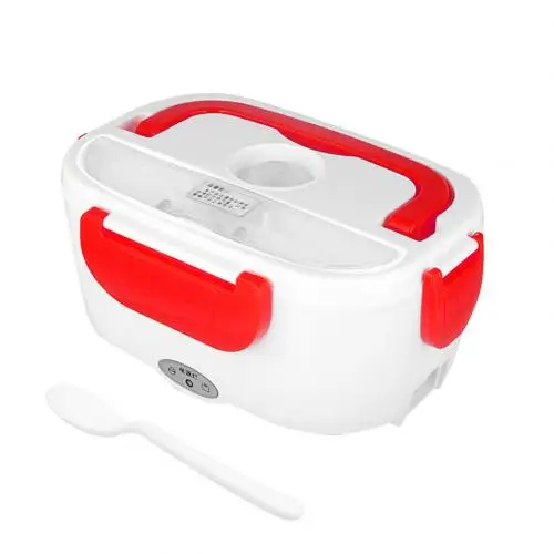 Red US Plug Электрический нагревательный контейнер для еды коробка для хранения риса подогреватель с ложкой Портативный детский пищевой контейнер Термос ланч бокс - Цвет: Red US Plug