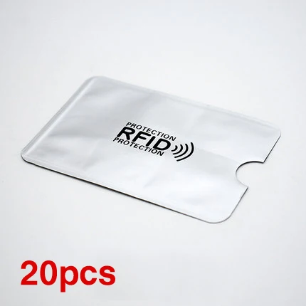 20 шт. Анти Rfid Блокировка ридер замок держатель для карт ID банковская карта крышка защита Алюминиевый металлический анти кража кредитный держатель для карт чехол - Цвет: 20 Silver