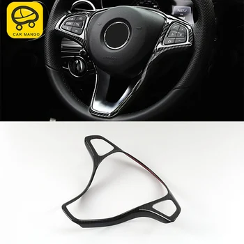 

CARMANGO For Mercedes Benz E Class W213 C Class W205 GLC Car Steering Wheel Panel Chrome Trim Frame Cover Sticker Accessories