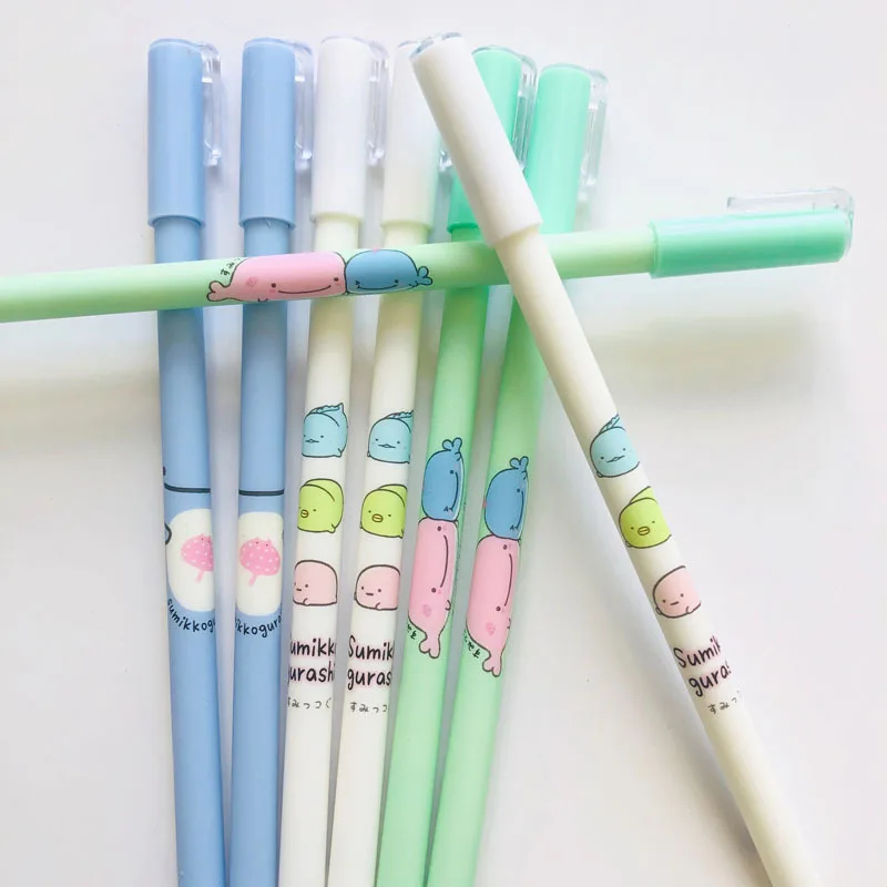6 шт./партия, милая гелевая ручка Sumikko Gurashi, стираемая, 0,38 мм, ручка для подписи, школьные, офисные, канцелярские принадлежности, подарок