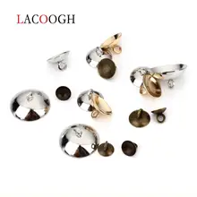 

50pcs/lot Bronze Dome Iron Pearl Pendant Connector Bail Cap fit 6/8/10/15mm Round Beads Necklace For DIY Jewelry Making Findings