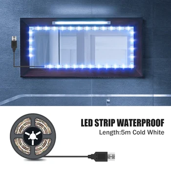 Vanity Makeup Mirror Light Strip 5V LED Flexible Tape Lamp 0.5m-5m USB Dressing Table Mirror Wall Lamp Decor Bathroom Mirror 1
