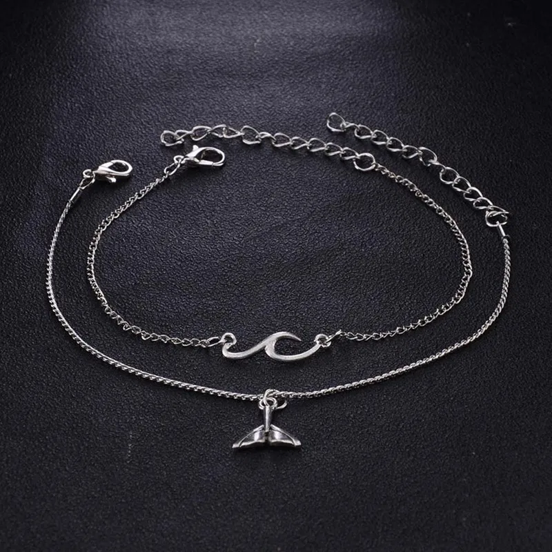 2 шт./компл. многослойный пляжный хвост русалки персональный символ ножной браслет богемный изогнутый Шарм браслет ювелирные изделия