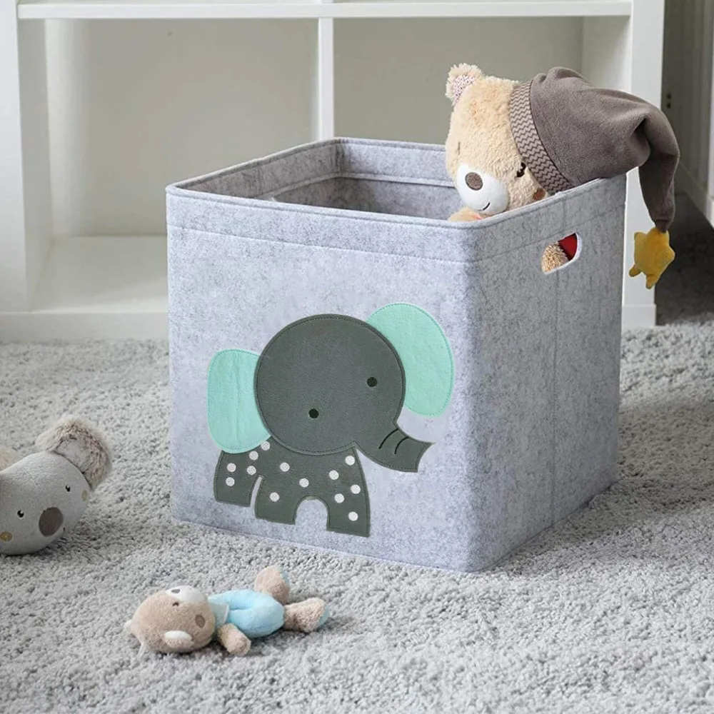 cube storage bins Cube Folding Toys Storage Box Kids Toys Organizer Box Felt Cloth Fabric Storage Basket For Cartoon Animal Nursery Toy Bins vintage Storage Boxes & Bins