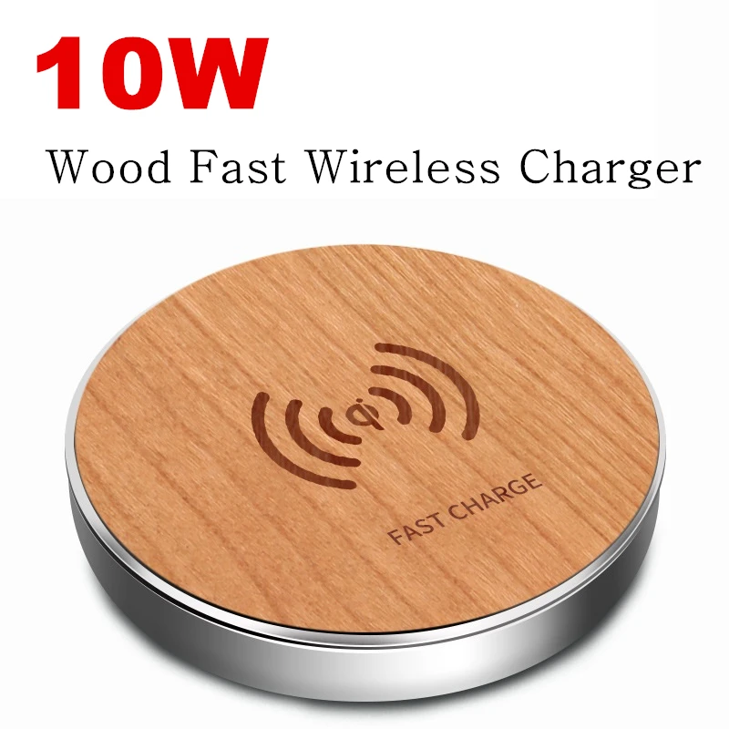 

Bamboo Wood Portable 10W Qi Wireless Charger Fast Charging Pad For iPhone XS Max X XR 8 Plus Wooden Qi Mat For Samsung S10 Note9