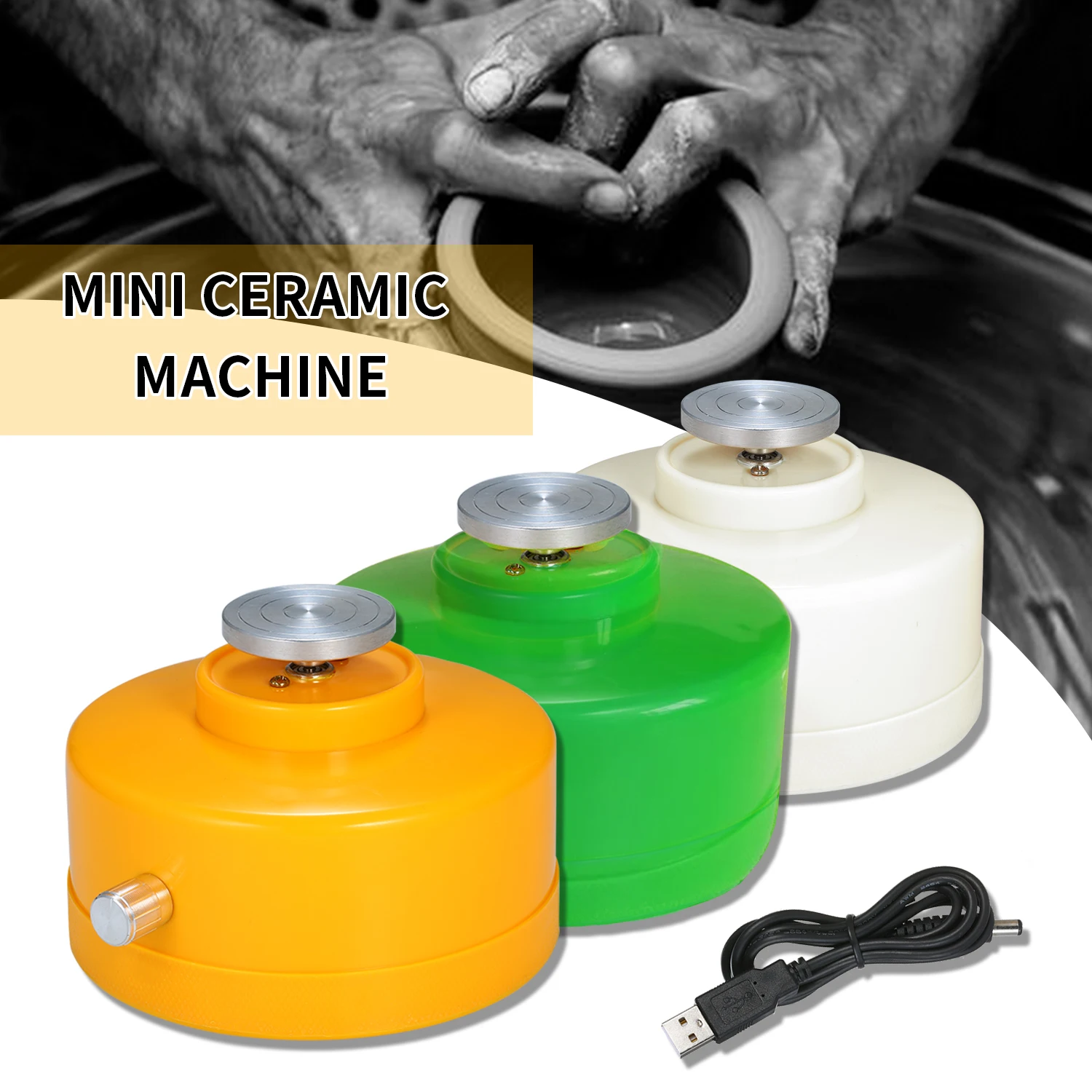 

Mini Drawing Machine Ceramic Tools USB Pottery Wheel Machine Electric Turntable Handmade Clay Throwing Making Ceramic Machine