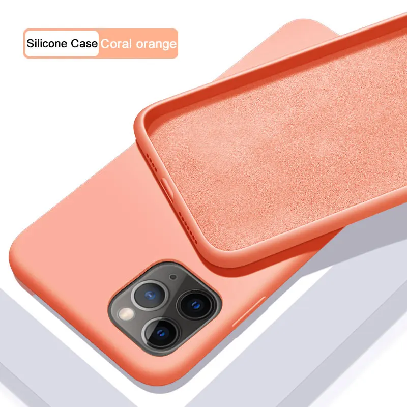 Официальный жидкий силиконовый чехол для iphone X XR XS MAX 7 8 6 6s Plus чехол для iphone 11 Pro Max XS X мягкий чехол без логотипа - Цвет: Coral orange