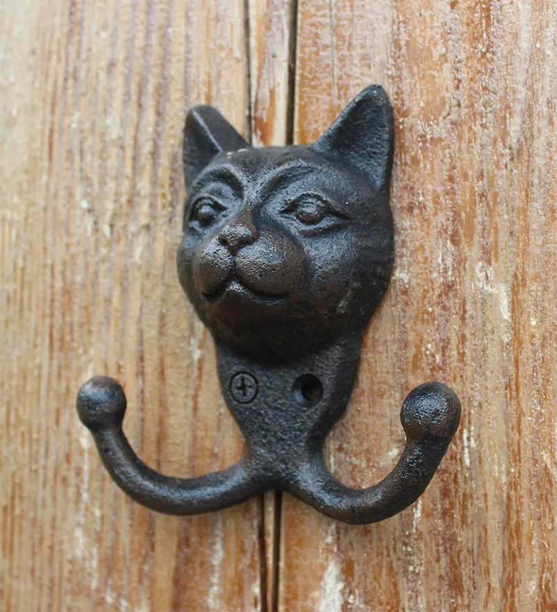 

10.2*4*11.5cm Vintage Cast Iron Wrought Iron Cat Head Hook Wall Hanging Wall Decoration Coat Hook Hook Hook Decoration