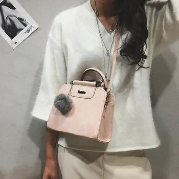 

High Quality Shoulder for Flap ladies Shell Woman Fashion Solid Hair Ball Simple Design Shoulder Bag Messenger Bags