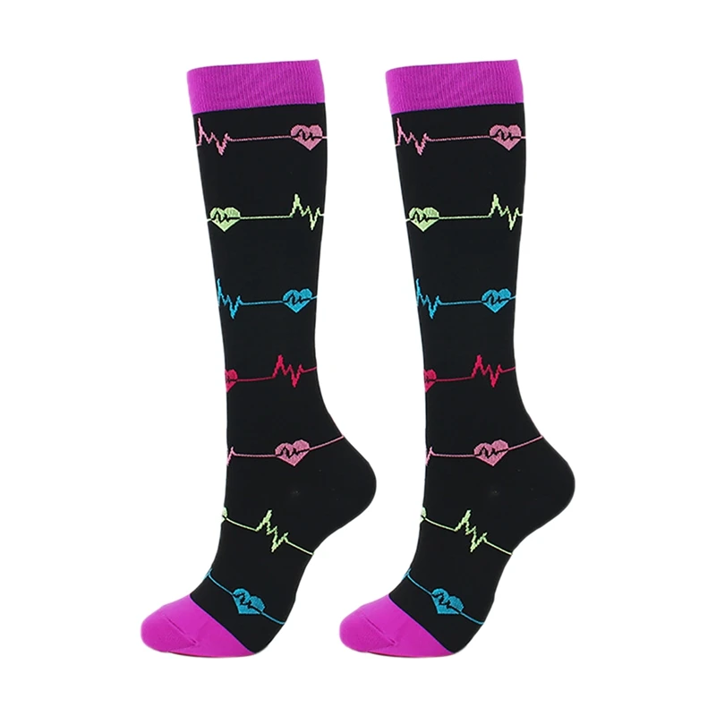 Компрессионные спортивные носки для женщин и мужчин до колена/длинные полиэфирные нейлоновые Чулочные изделия с принтом, аксессуары для обуви - Цвет: G