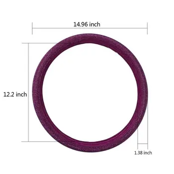 

38cm Skidproof Purple PU Leather Auto Car Steering Wheel Cover Crystal Bling Rhinestone Interior Decoration Cover Accessories