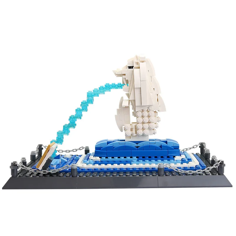 

Wange Children'S Educational DIY Toy Small Particles Building Blocks Landmark Series Singapore Merlion Statue 4218