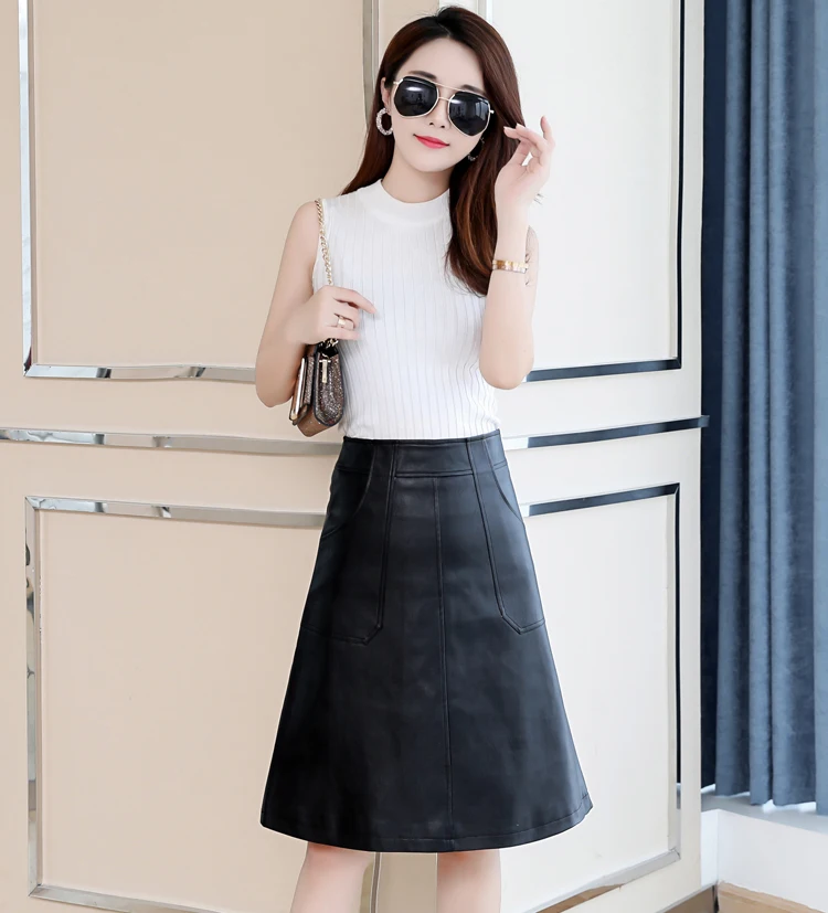 Faldas mujer moda, весна, большие размеры, искусственная овечья кожа, женские юбки, сексуальная высокая талия, Офисная Женская юбка, короткая юбка, DV557