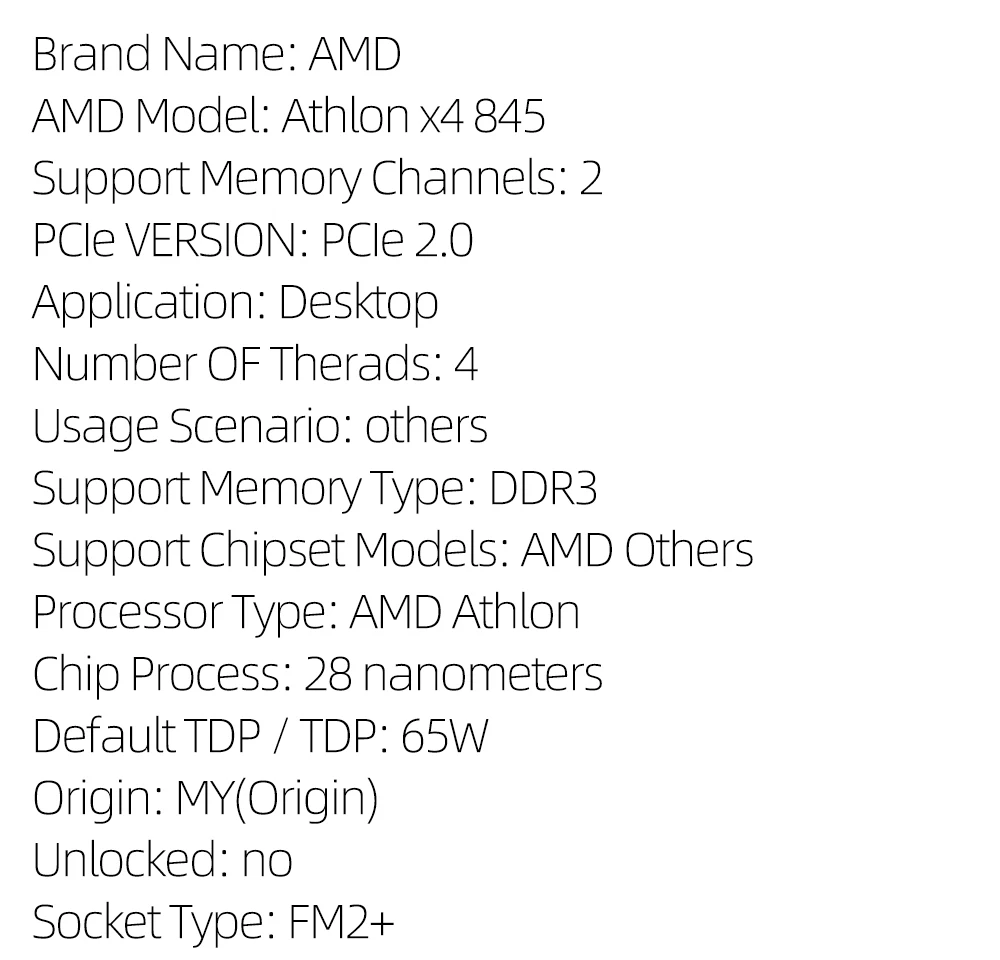 AMD New Athlon X4 845 3.5 GHz 65W Quad-Core CPU Processor AD845XACI43KA Gamer Socket FM2+ DDR3 Desktop Accessories cpu processor