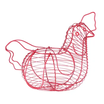 

Creative Iron Art Eggs Storage Basket Chicken Shaped Egg Holder Household Vegetables Container (Silver)