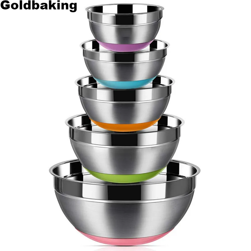 Set of 5 Colorful Coating Stainless Steel Mixing Bowls with Lids -  AliExpress
