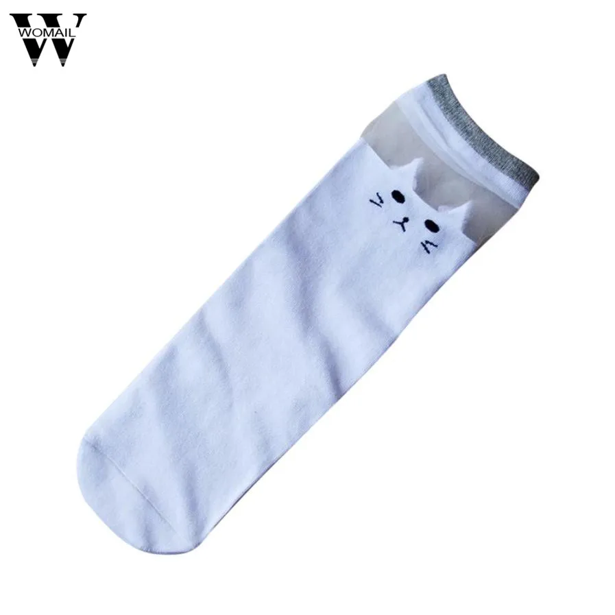 Womail/Женские повседневные хлопковые носки выше лодыжки с принтом героев мультфильмов